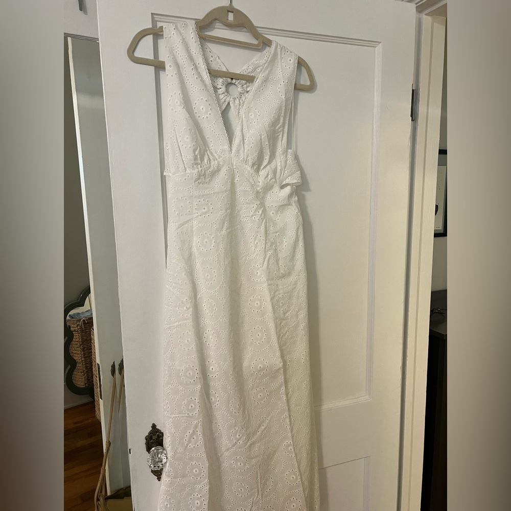 Zara White Eyelet Midi Dress